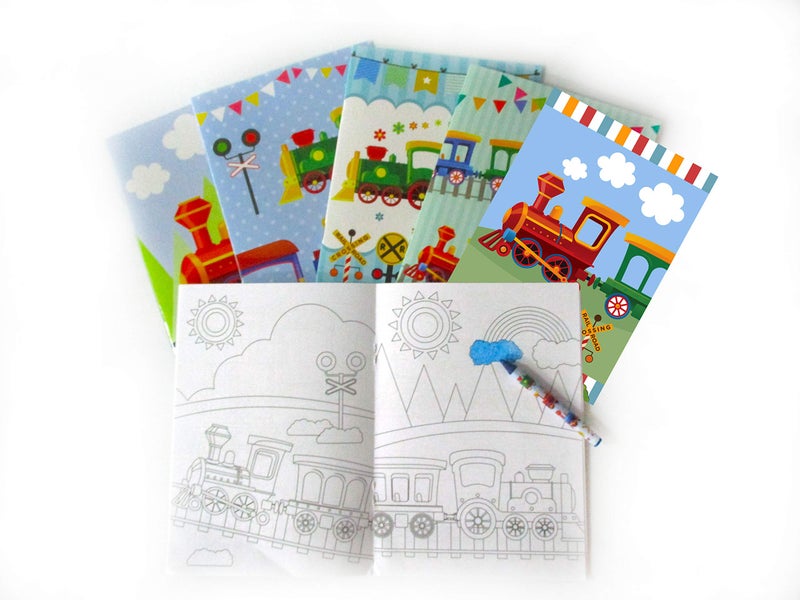 TINYMILLS Train Coloring Book Set with 12 Coloring Books and 48 Crayons Train Birthday Party Favor Bag Filler Rewards Classroom Party Chugga Chugga Two Two Party Favors - Image 2